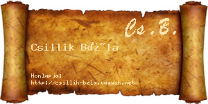 Csillik Béla névjegykártya